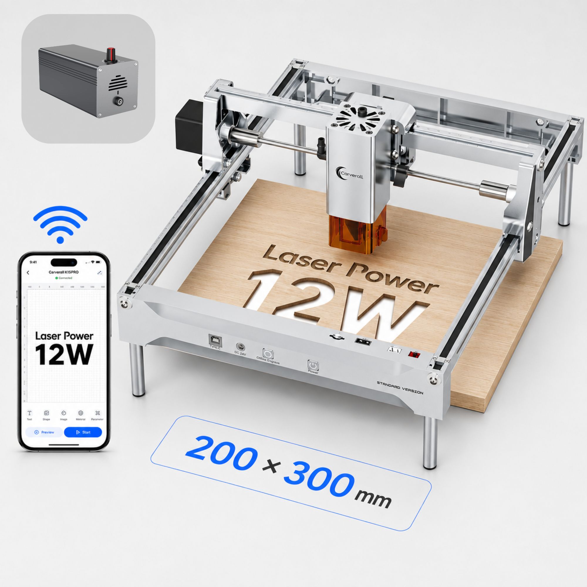 Industrial Laser Engraver - K15 PRO 12W 레이저 조각기 커터,