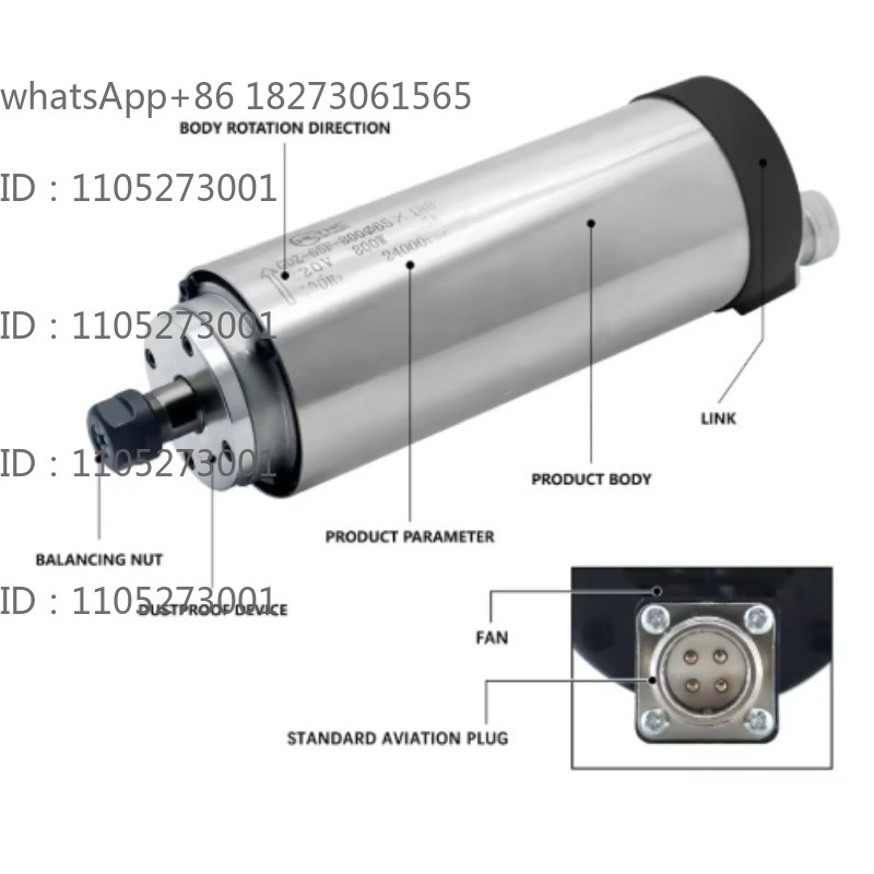 Cnc Spindle Motor - 24000RPM 원형 수냉식 스핀들 모터, 800W,